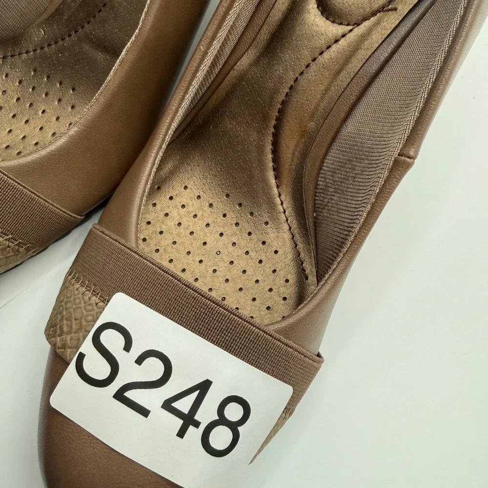 LifeStride Wedge Women Size 7.5 Brown Snakeskin Detail Comfort Pump Office Shoes